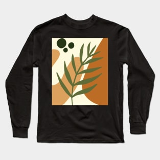 Minimal Modern  Abstract Shapes Abstract Leaf Warm Tones  Pattern Long Sleeve T-Shirt